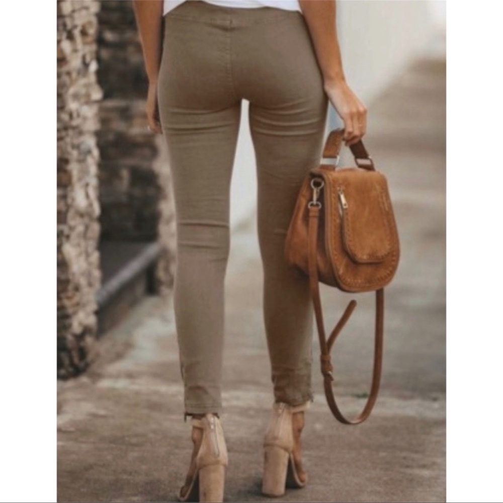 Mocha Moto Leggings with Ankle Zip - Picture 2 of 3